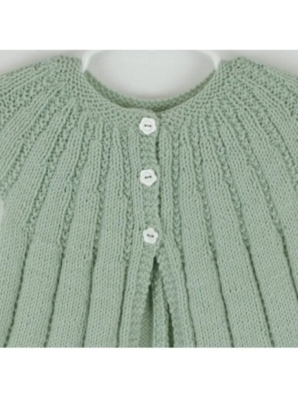 Handmade Infant Size 6-12 Months Green Ribbed Cap Sleeve Button Up Cardigan